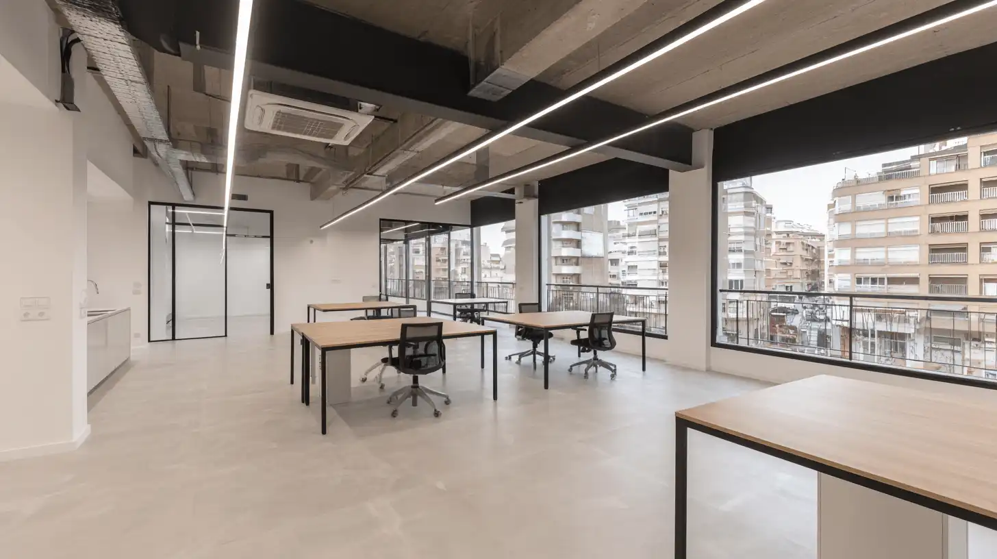 Oficina diáfana reformada con techo técnico y grandes ventanales en Sabadell